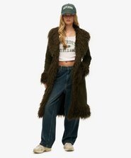 Faux Fur Lined Longline Afghan Coat