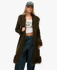 Faux Fur Lined Longline Afghan Coat