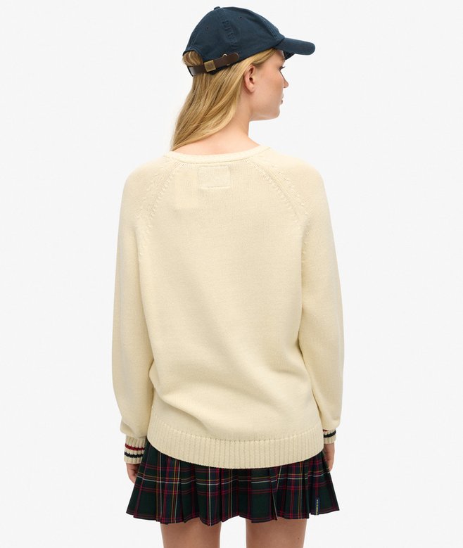 Slouchy Knitted Graphic Crew Jumper