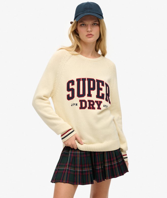Slouchy Knitted Graphic Crew Jumper