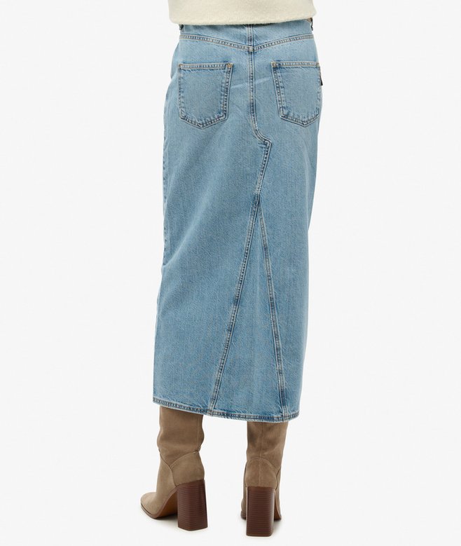Denim Split Maxi Skirt