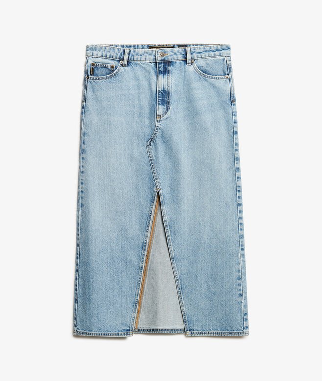 Denim Split Maxi Skirt
