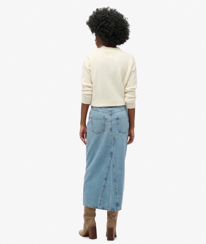 Denim Split Maxi Skirt