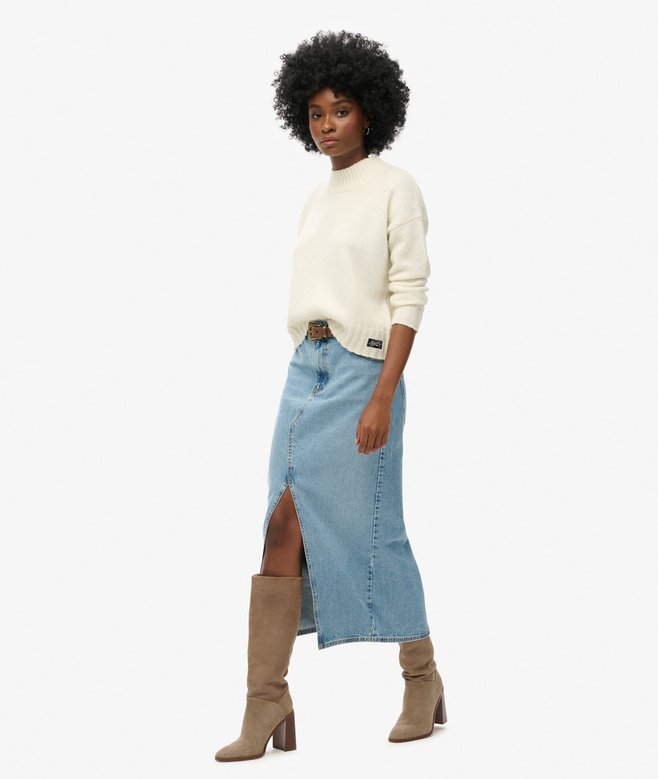 Denim Split Maxi Skirt
