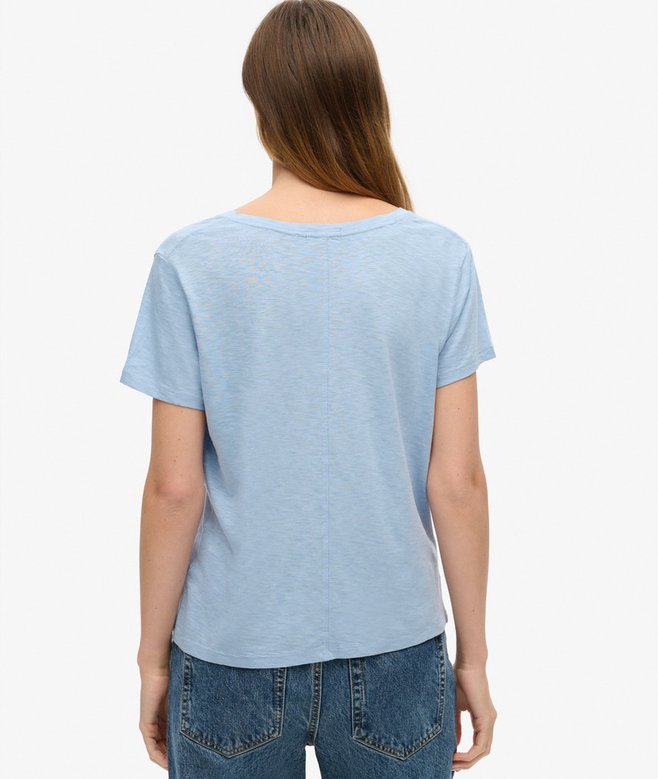 Slub Embroidered V-Neck T-Shirt