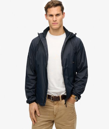 Windbreakerjas met capuchon en logo Image 1