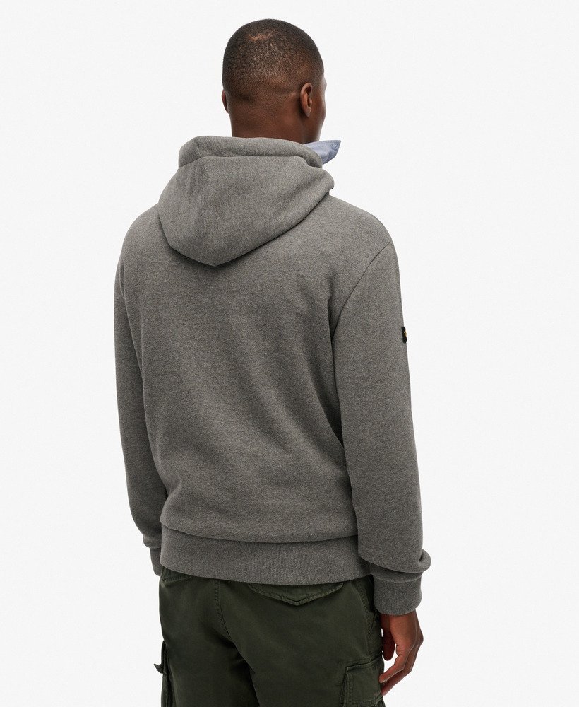 mens Japanese Vintage Logo Graphic Hoodie in Rich Charcoal Marl