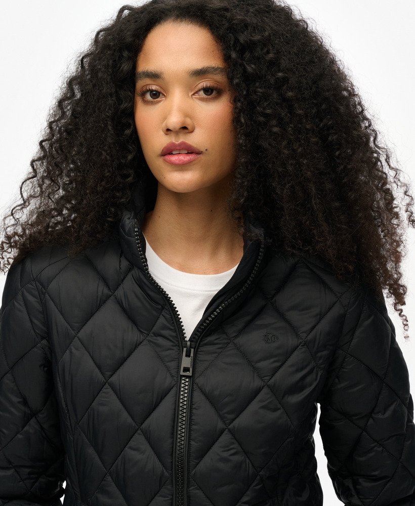 womens Diamond Quilt Fuji Lite Jacket in Black | Superdry US