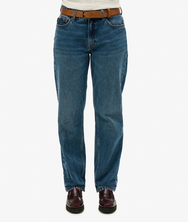 Mid Rise Straight Leg Jeans