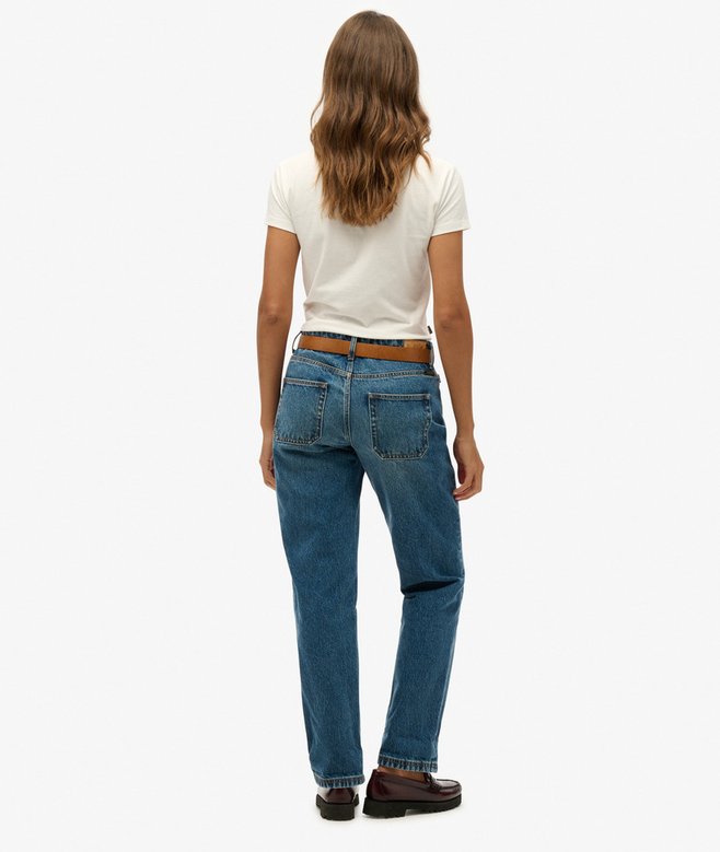 Mid Rise Straight Leg Jeans