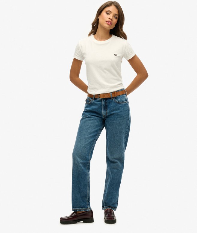 Mid Rise Straight Leg Jeans
