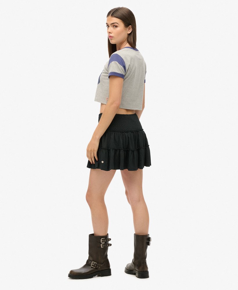 womens Tiered Jersey Mini Skirt in Black | Superdry US