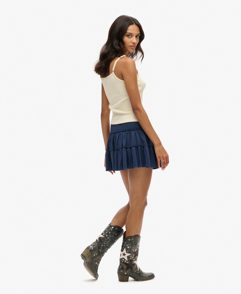 womens Tiered Jersey Mini Skirt in Richest Navy | Superdry CA-EN