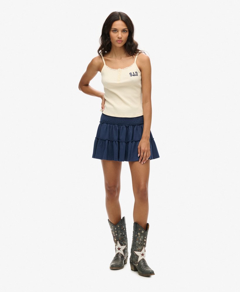 womens Tiered Jersey Mini Skirt in Richest Navy | Superdry CA-EN
