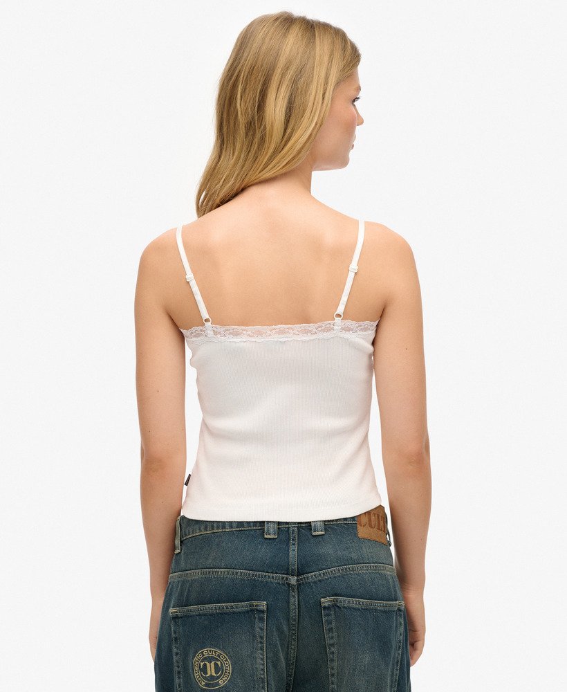 Lace Trim Padded Front Button Cami Top main image 0