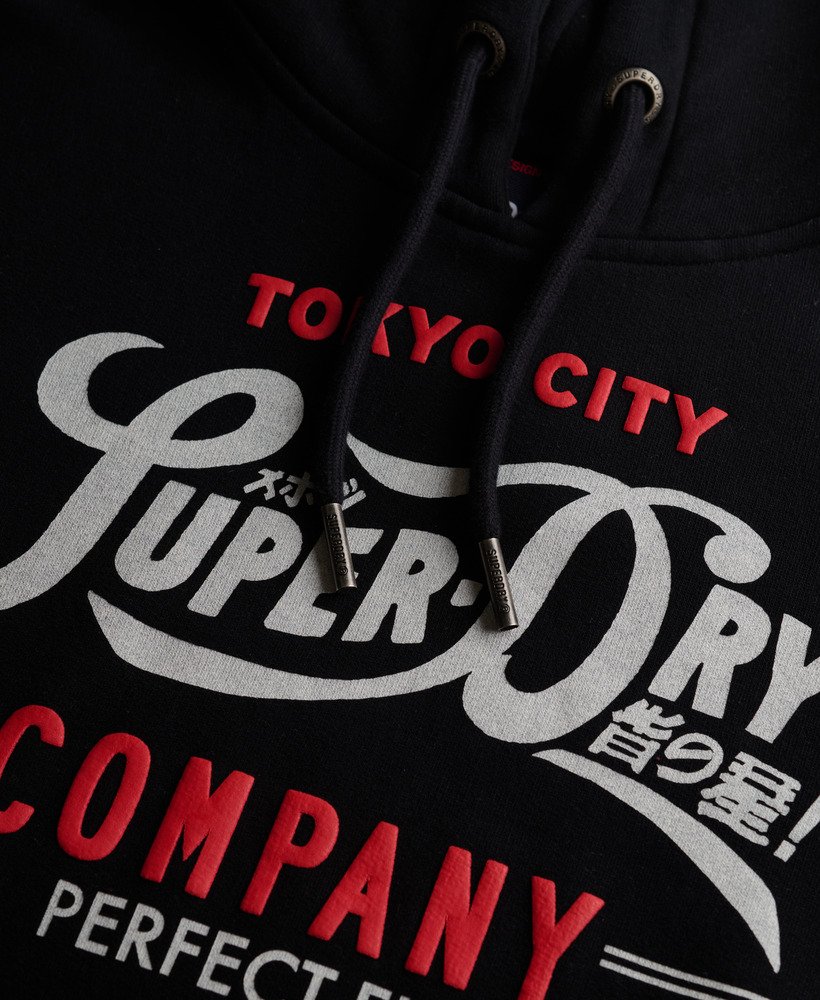 mens Perfect Fit Script Hoodie in Black | Superdry UK