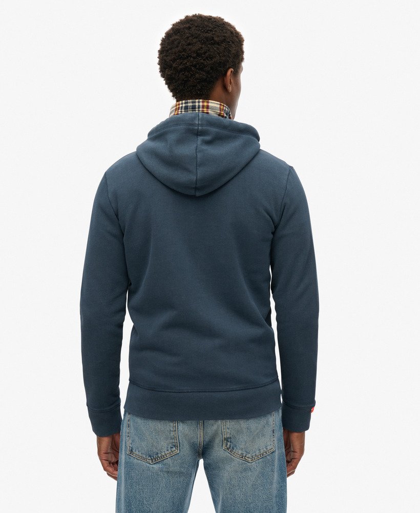 mens Vintage Logo Embroidered Zip Hoodie in CLASSIC NAVY | Superdry US