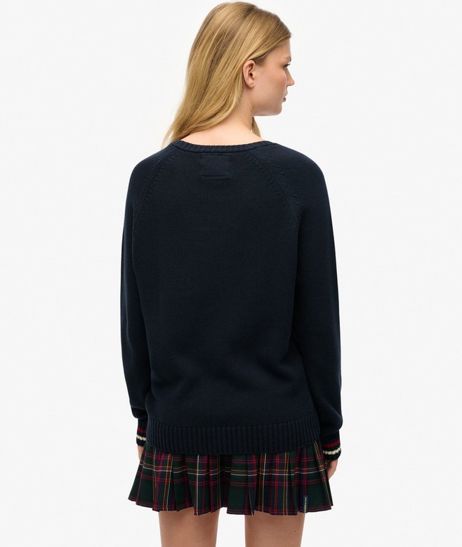 Slouchy Knitted Graphic Crew Jumper