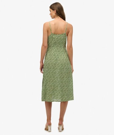 Printed Button-Up Cami Midi Dress Image 3