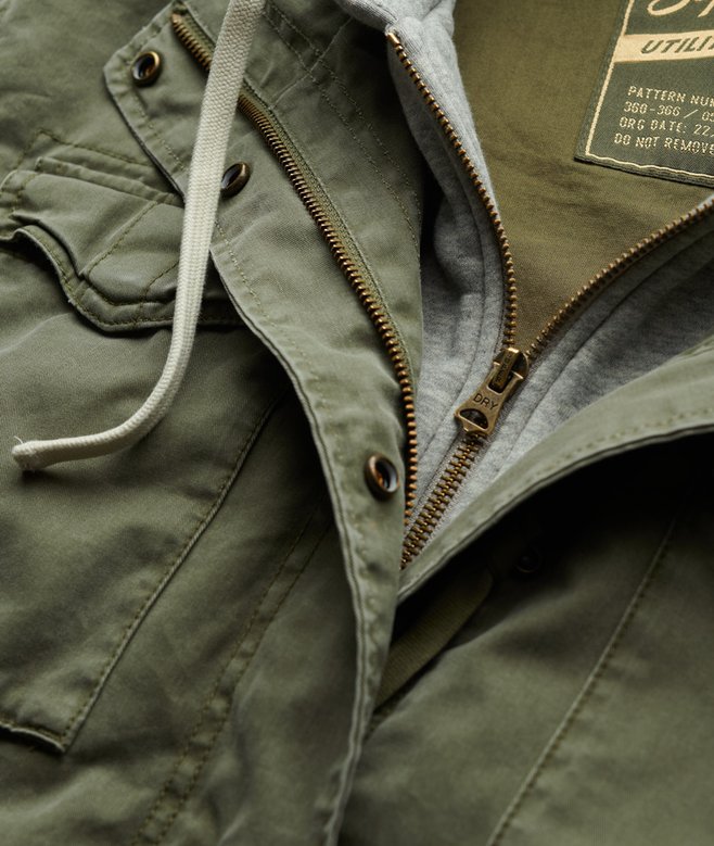 womens Jersey Hooded Military Jacket in Chive Green Superdry UK