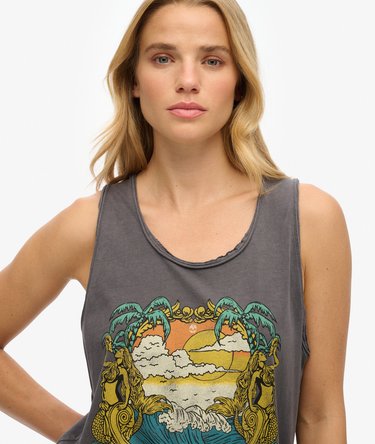 Camiseta de tirantes con espalda olímpica y gráfico Psych Surf Image 3