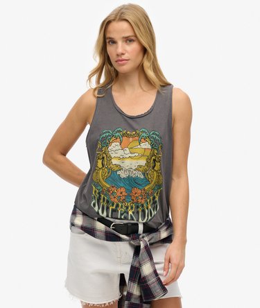 Camiseta de tirantes con espalda olímpica y gráfico Psych Surf Image 1