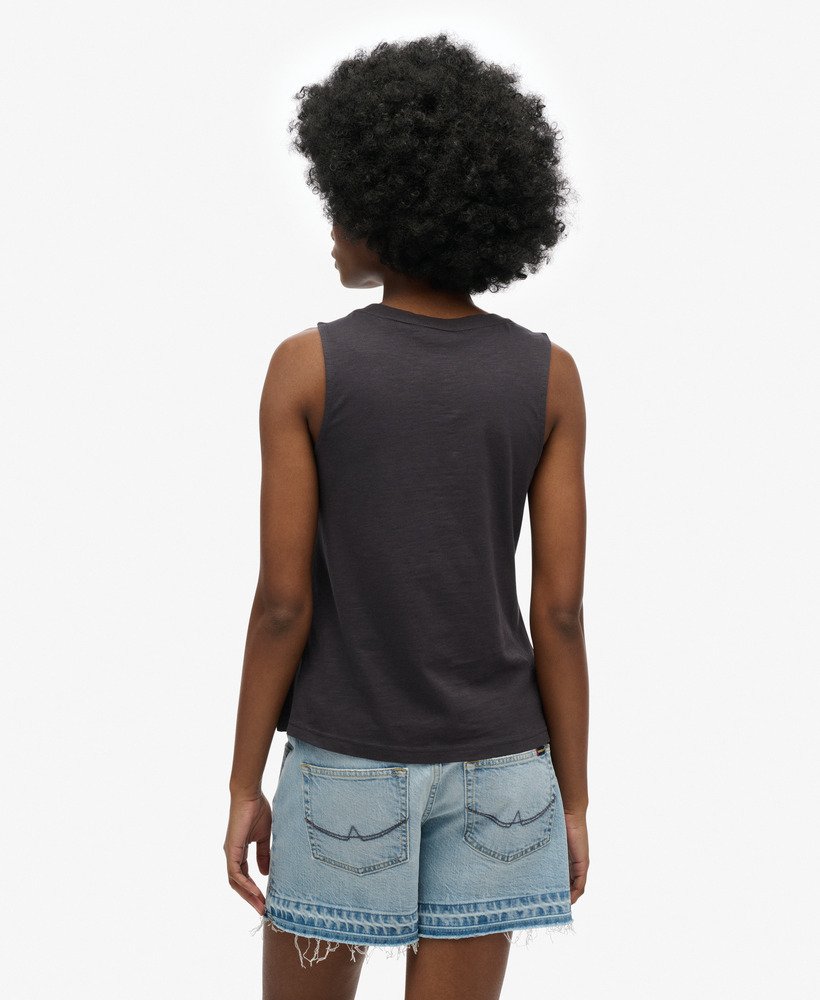 Superdry★ヴィンテージ・クラシック ロゴ☆タンクトップ womens Vintage Logo Tokyo Scoop Neck Tank Top in DARK