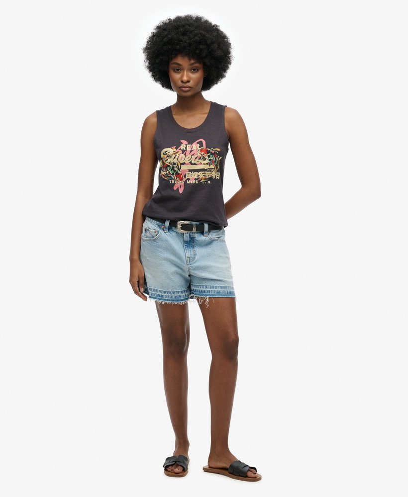 Superdry★ヴィンテージ・クラシック ロゴ☆タンクトップ womens Vintage Logo Tokyo Scoop Neck Tank Top in DARK