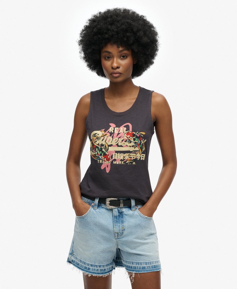 Superdry★ヴィンテージ・クラシック ロゴ☆タンクトップ Classic Vintage Logo Heritage Tank Top | Cream – Superdry