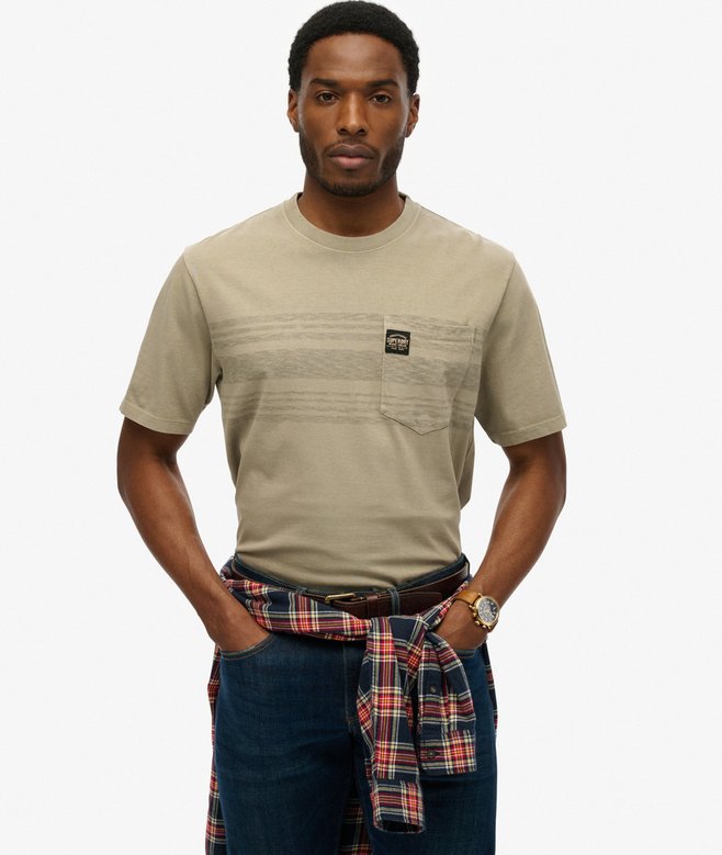 Contrast Stripe Pocket T-Shirt