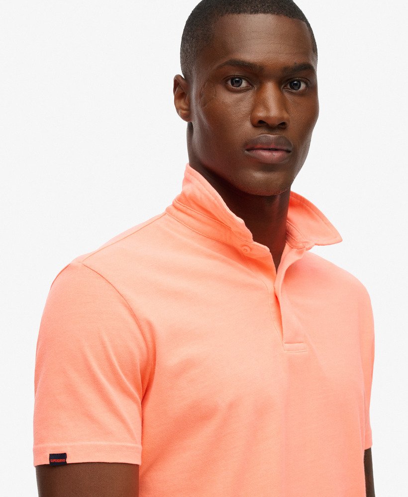 mens Essential Jersey Polo Top in Dry Fluro Orange | Superdry US