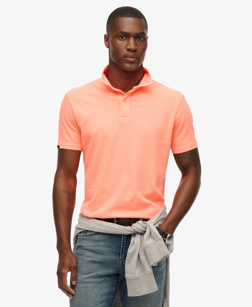 mens Essential Jersey Polo Top in Dry Fluro Orange | Superdry US