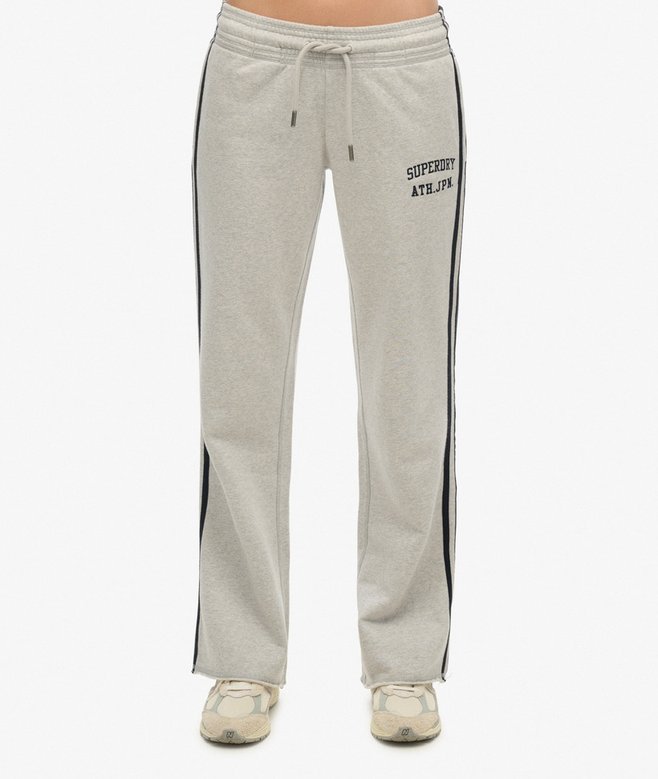 womens Athletic Essentials Stripe Flare Joggers in Glacier Grey