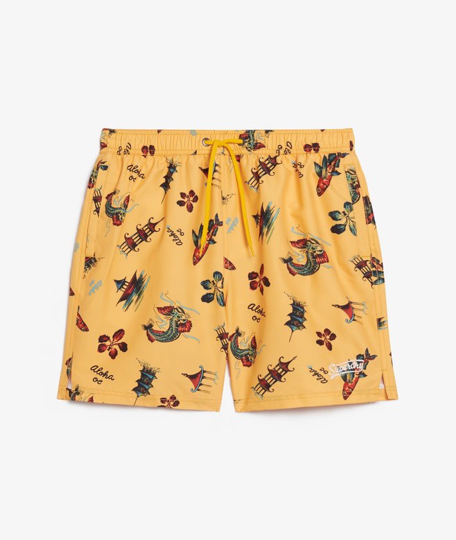 Yellow Pineapple Hawaiian Print Men's Shorts