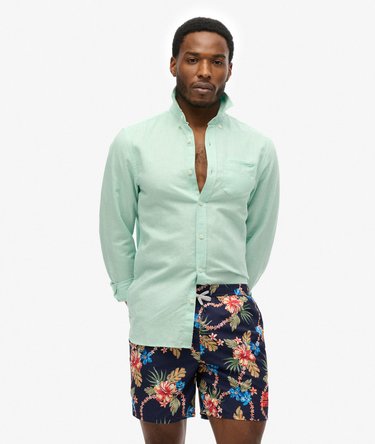 Hawaiian Print 16-Inch Swim Shorts Image 3