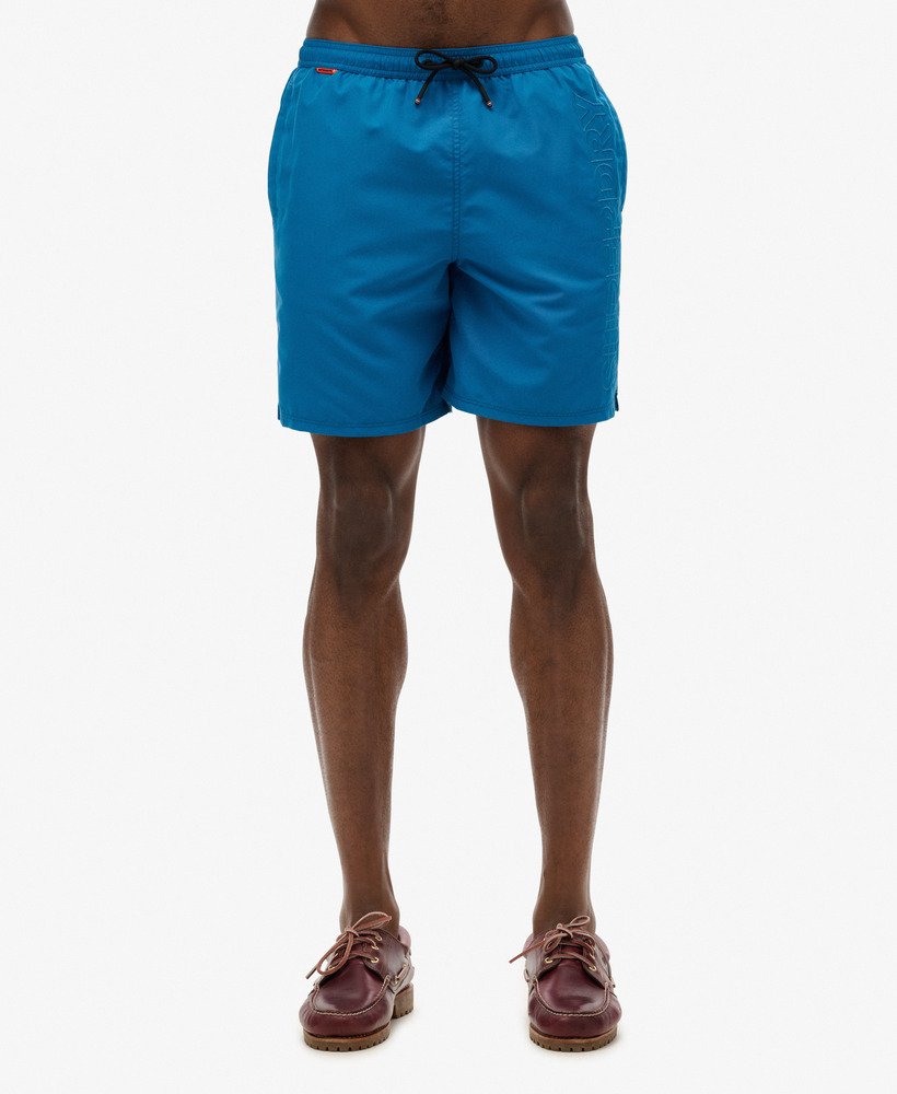 mens Premium Embroidered 17-inch Swim Shorts in Twilight Blue