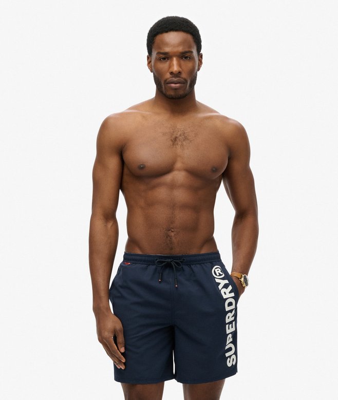 Short de bain à motif Sport longueur 43 cmbleu marine nautique