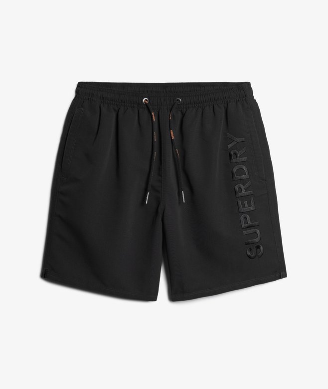 mens Premium Embroidered 17-inch Swim Shorts in Black Superdry UK