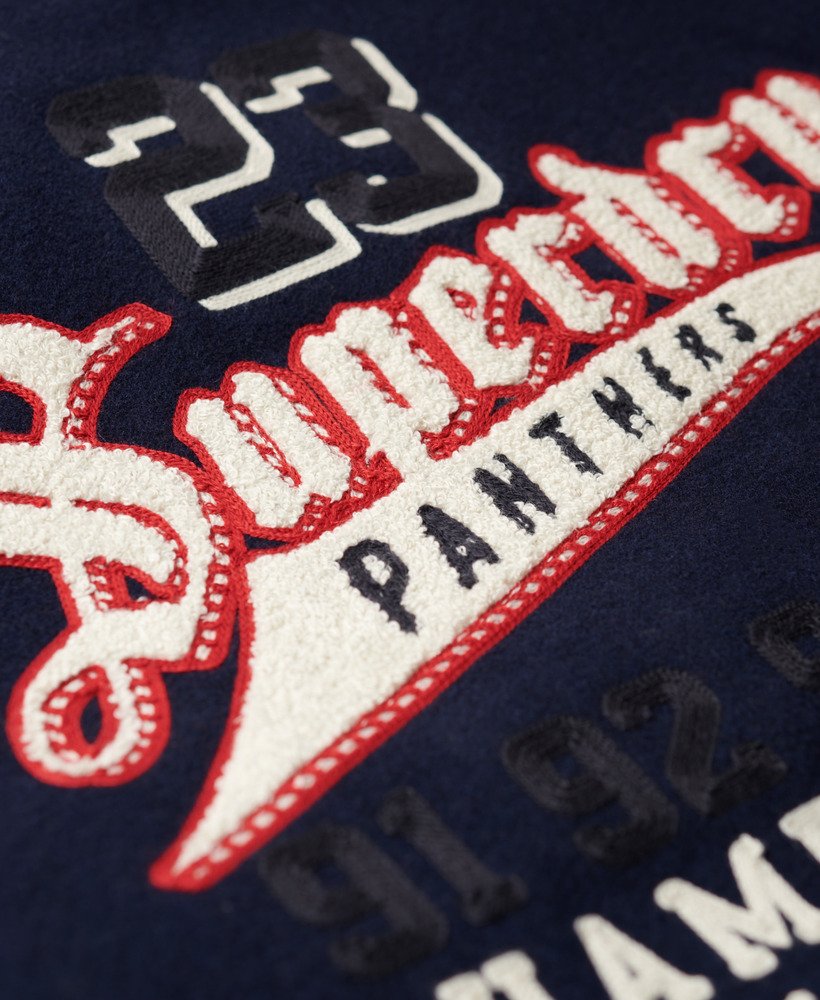 mens College Varsity Patched Bomber Jacket in ATLANTIC NAVY