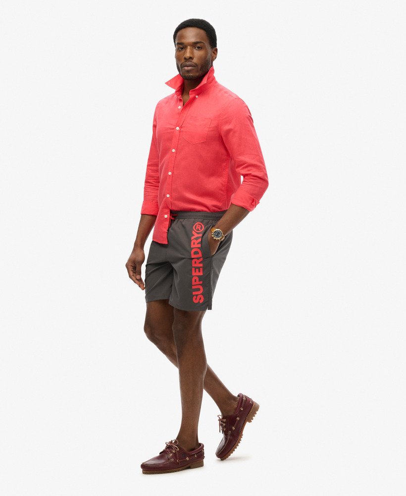 mens Sport Graphic 17-inch Swim Shorts in CHARCOAL | Superdry US