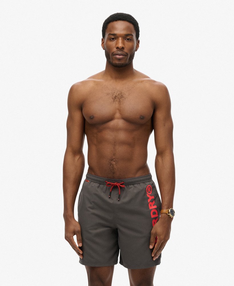 mens Sport Graphic 17-inch Swim Shorts in CHARCOAL | Superdry US