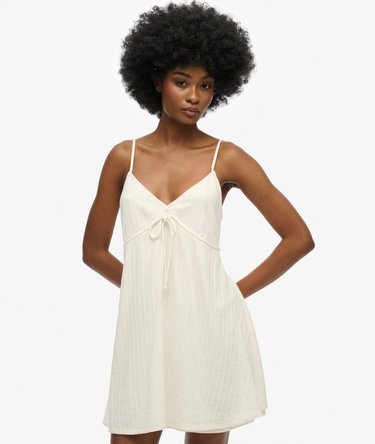 Strukturiertes gewebtes Trägerminikleid Image 1