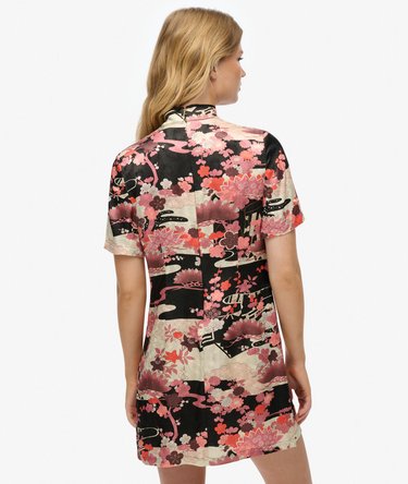 Robe courte en jacquard à col Mao Image 4