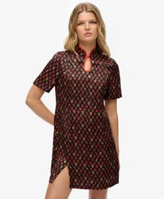 Mandarin Jacquard Mini Dress
