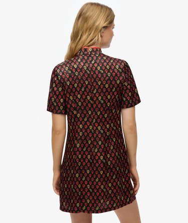 Robe courte en jacquard à col Mao Image 4