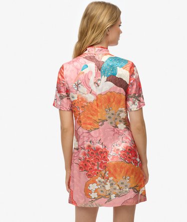 Robe courte en jacquard à col Mao Image 4