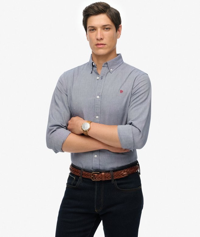 Superdry Oxford S/S Shirt Tricot Homme - Chemise Oxford Manche Courte Coupe Classique
