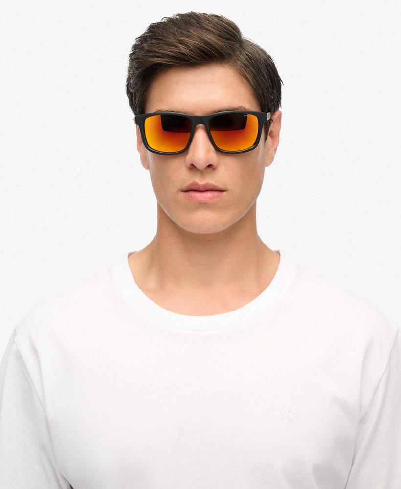 womens Square Sunglasses in Matte Black / Orange | Superdry UK