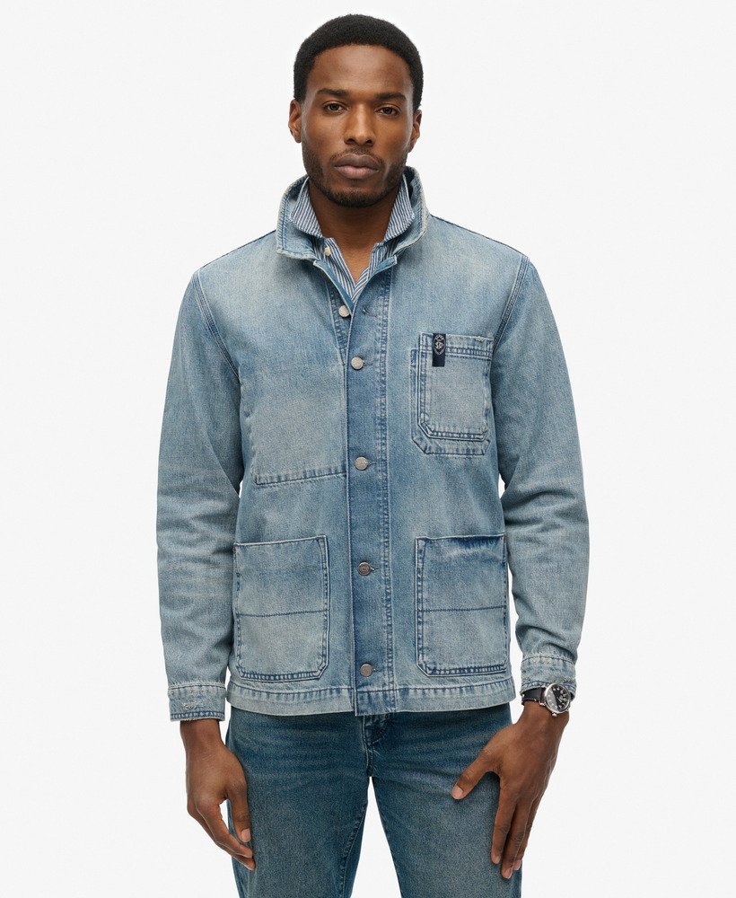 mens The Merchant Store - Denim Workwear Jacket in Worn Wash