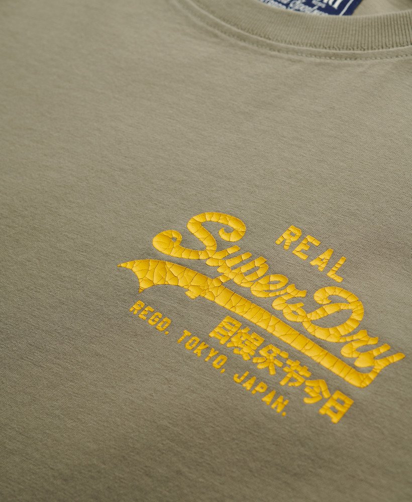 mens Vintage Logo Tokyo Relaxed T-Shirt in Light Khaki Green